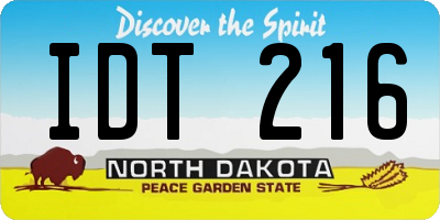 ND license plate IDT216
