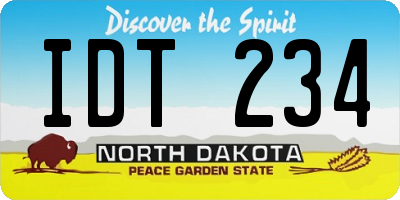 ND license plate IDT234