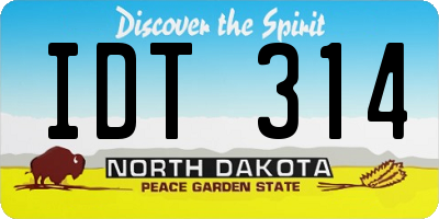 ND license plate IDT314