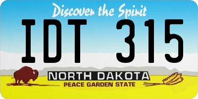 ND license plate IDT315