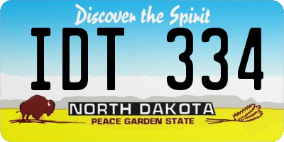 ND license plate IDT334
