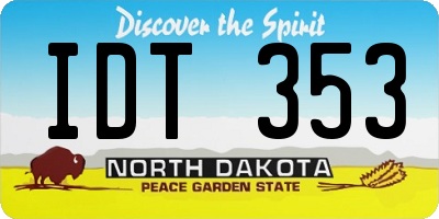 ND license plate IDT353