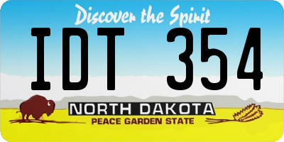 ND license plate IDT354