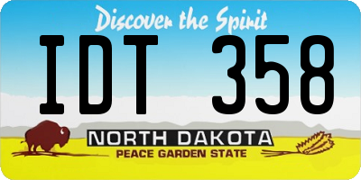 ND license plate IDT358