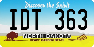 ND license plate IDT363