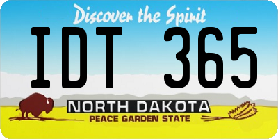 ND license plate IDT365
