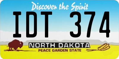ND license plate IDT374