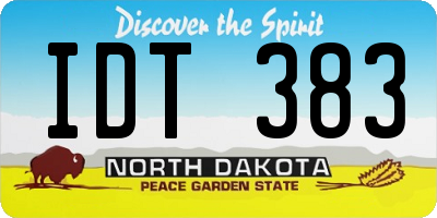 ND license plate IDT383