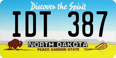 ND license plate IDT387