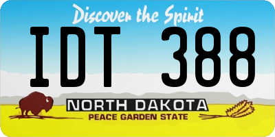 ND license plate IDT388