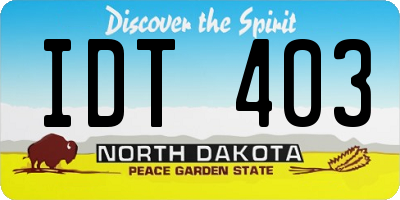 ND license plate IDT403