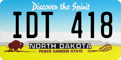ND license plate IDT418