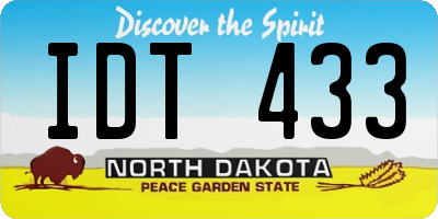 ND license plate IDT433