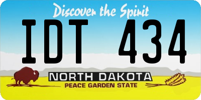 ND license plate IDT434
