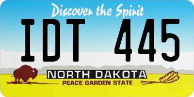 ND license plate IDT445
