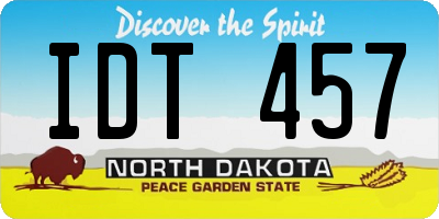ND license plate IDT457