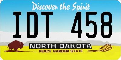 ND license plate IDT458