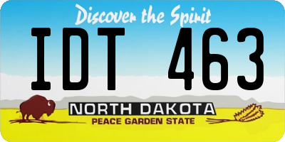 ND license plate IDT463