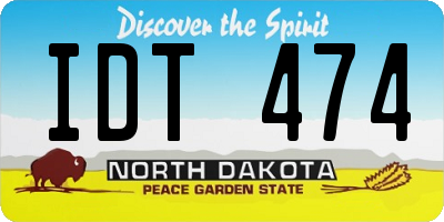 ND license plate IDT474