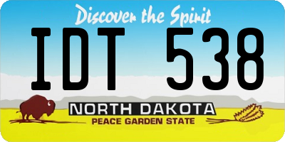 ND license plate IDT538