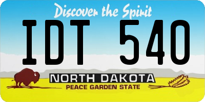 ND license plate IDT540