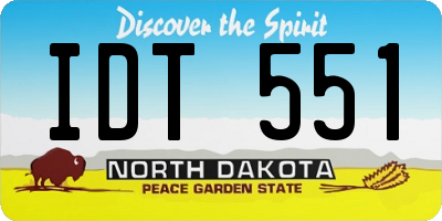 ND license plate IDT551