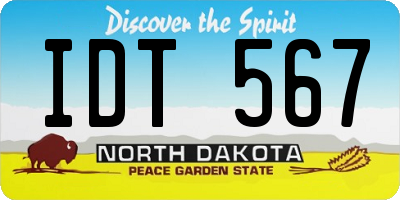 ND license plate IDT567