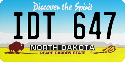 ND license plate IDT647