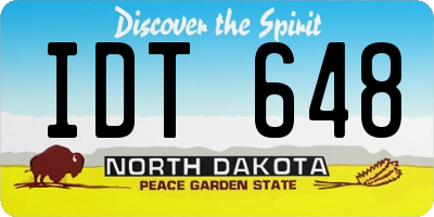 ND license plate IDT648