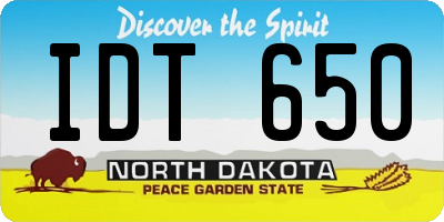 ND license plate IDT650