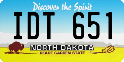 ND license plate IDT651