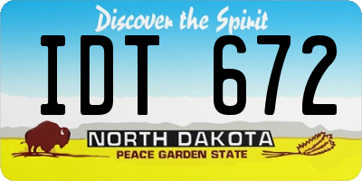 ND license plate IDT672