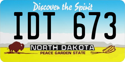 ND license plate IDT673