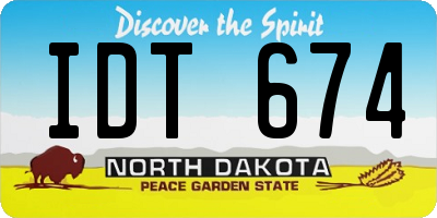 ND license plate IDT674