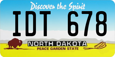 ND license plate IDT678