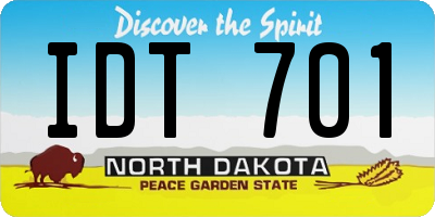 ND license plate IDT701