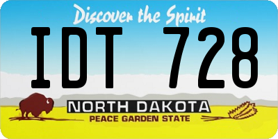 ND license plate IDT728