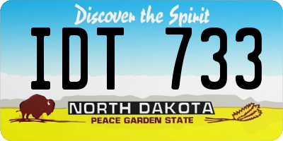 ND license plate IDT733