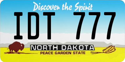ND license plate IDT777