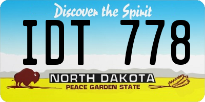 ND license plate IDT778