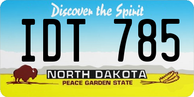 ND license plate IDT785