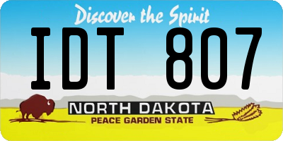 ND license plate IDT807