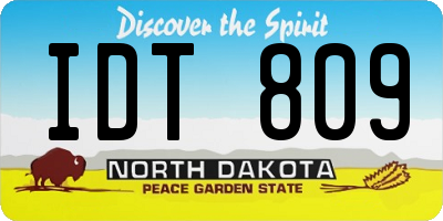 ND license plate IDT809