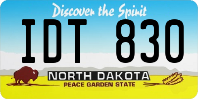 ND license plate IDT830