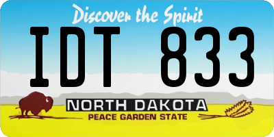 ND license plate IDT833