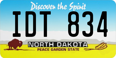 ND license plate IDT834