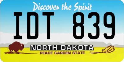 ND license plate IDT839