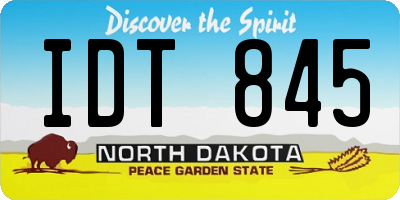ND license plate IDT845