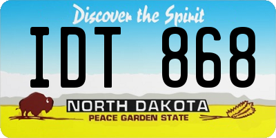 ND license plate IDT868
