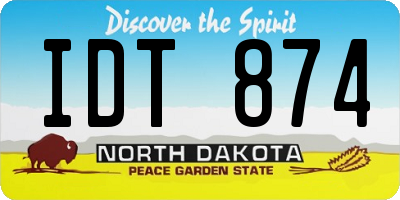 ND license plate IDT874